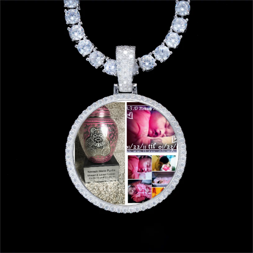925S & VVS Moissanite 3D Circle Custom Picture Pendant