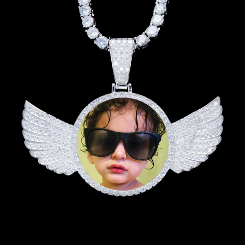 925S & VVS Moissanite 3D Wing Custom Picture Pendant