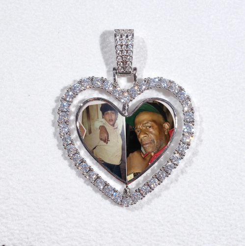 3D Spinning 2-Faced Heart Custom Picture Pendant