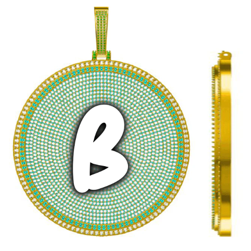CUSTOM LETTER NECKLACE 3D BIG DISC