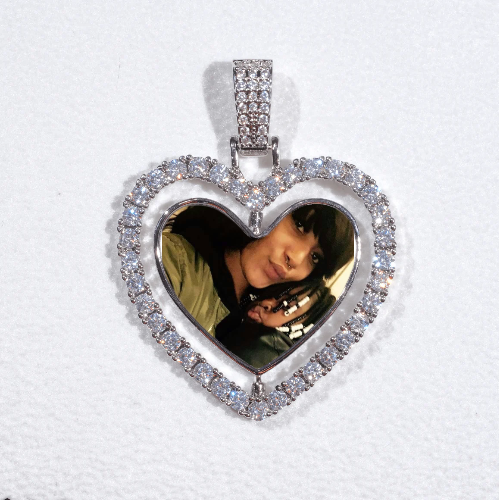 3D Spinning 2-Faced Heart Custom Picture Pendant