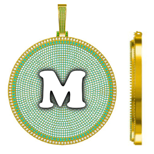 CUSTOM LETTER NECKLACE 3D BIG DISC