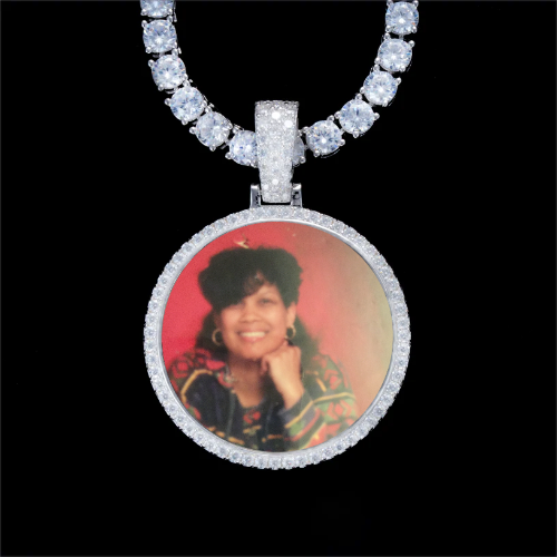 925S & VVS Moissanite 3D Circle Custom Picture Pendant
