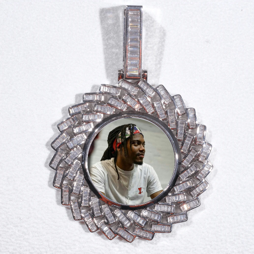 Large 3D Baguette Custom Picture Pendant