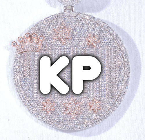CUSTOM LETTER NECKLACE 3D BIG CROWN DISC
