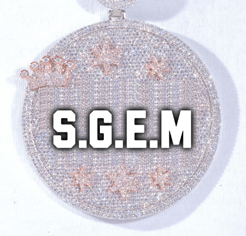 CUSTOM LETTER NECKLACE 3D BIG CROWN DISC