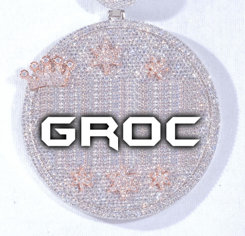 CUSTOM LETTER NECKLACE 3D BIG CROWN DISC