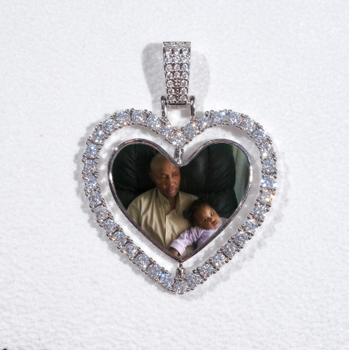 3D Spinning 2-Faced Heart Custom Picture Pendant