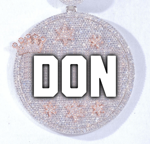 CUSTOM LETTER NECKLACE 3D BIG CROWN DISC