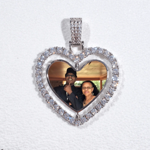 3D Spinning 2-Faced Heart Custom Picture Pendant