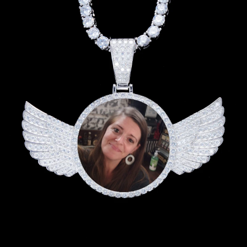925S & VVS Moissanite 3D Wing Custom Picture Pendant
