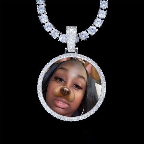 925S & VVS Moissanite 3D Circle Custom Picture Pendant