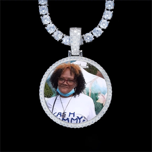 925S & VVS Moissanite 3D Circle Custom Picture Pendant