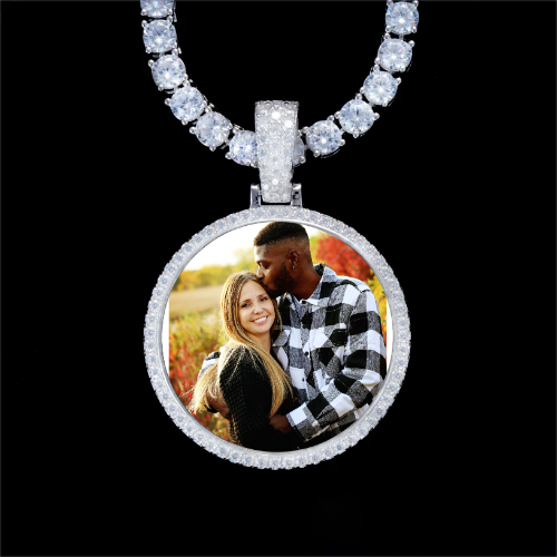 925S & VVS Moissanite 3D Circle Custom Picture Pendant