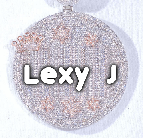 CUSTOM LETTER NECKLACE 3D BIG CROWN DISC