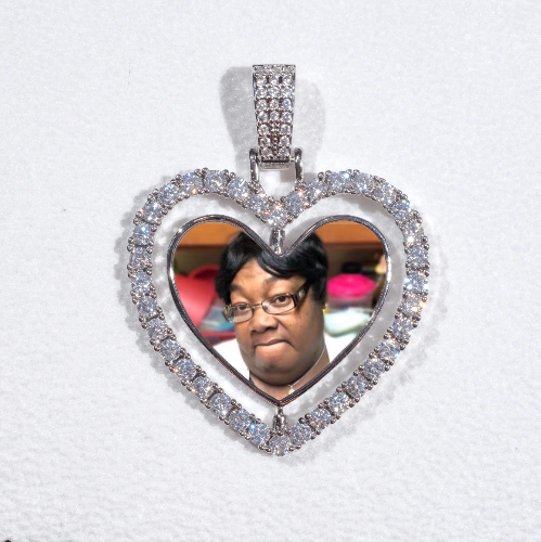 3D Spinning 2-Faced Heart Custom Picture Pendant