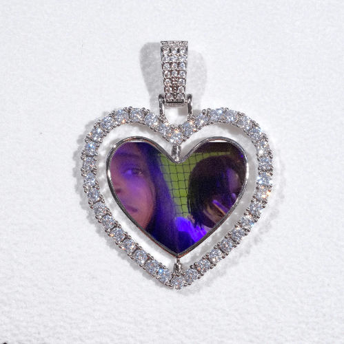3D Spinning 2-Faced Heart Custom Picture Pendant