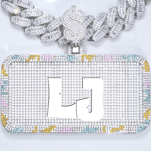 CUSTOM LETTER NECKLACE 3D COLORFUL SQUARE