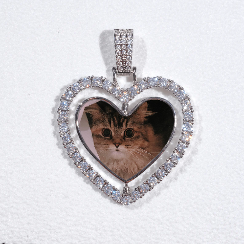 3D Spinning 2-Faced Heart Custom Picture Pendant