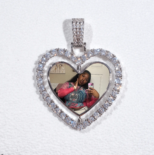 3D Spinning 2-Faced Heart Custom Picture Pendant