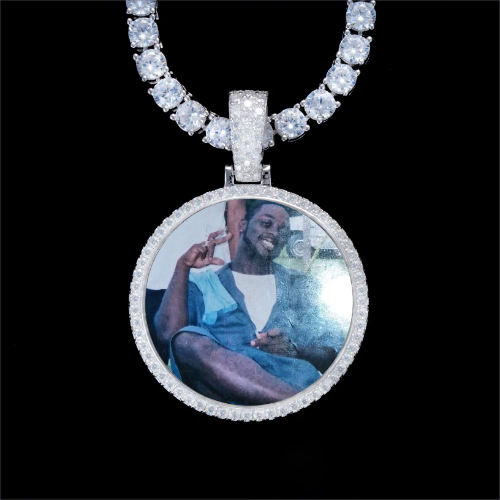 925S & VVS Moissanite 3D Circle Custom Picture Pendant