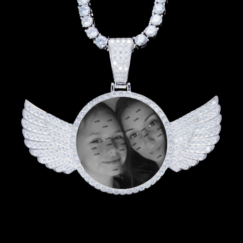 925S & VVS Moissanite 3D Wing Custom Picture Pendant