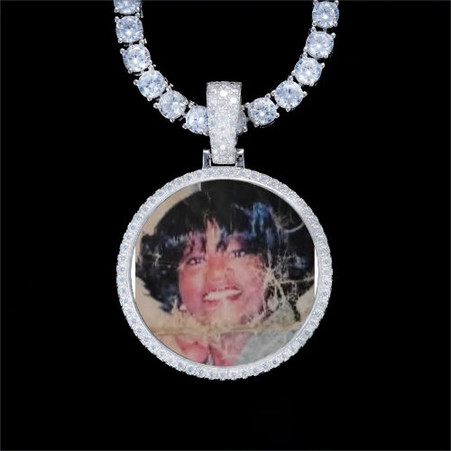 925S & VVS Moissanite 3D Circle Custom Picture Pendant
