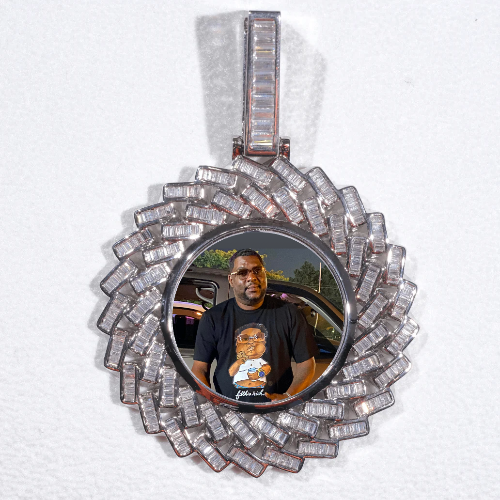 Large 3D Baguette Custom Picture Pendant
