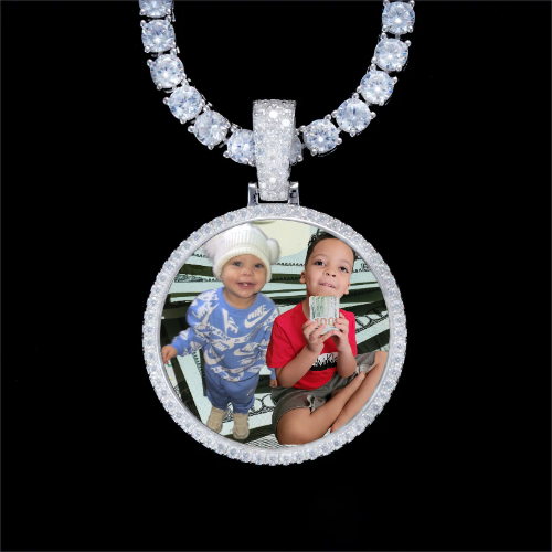 925S & VVS Moissanite 3D Circle Custom Picture Pendant