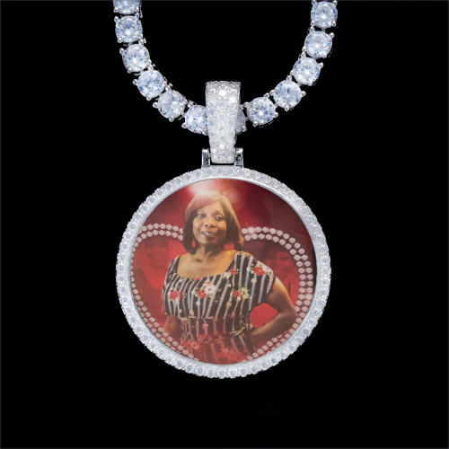 925S & VVS Moissanite 3D Circle Custom Picture Pendant