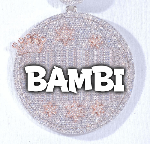 CUSTOM LETTER NECKLACE 3D BIG CROWN DISC