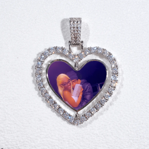 3D Spinning 2-Faced Heart Custom Picture Pendant