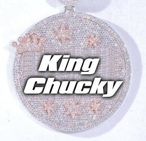 CUSTOM LETTER NECKLACE 3D BIG CROWN DISC