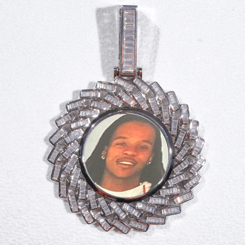 Large 3D Baguette Custom Picture Pendant