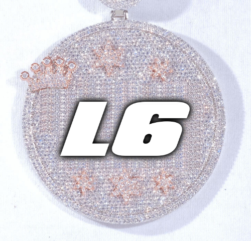 CUSTOM LETTER NECKLACE 3D BIG CROWN DISC