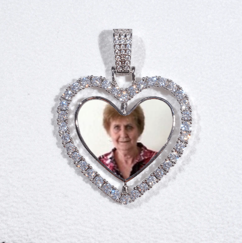 3D Spinning 2-Faced Heart Custom Picture Pendant