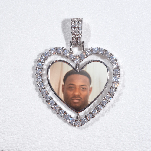 3D Spinning 2-Faced Heart Custom Picture Pendant