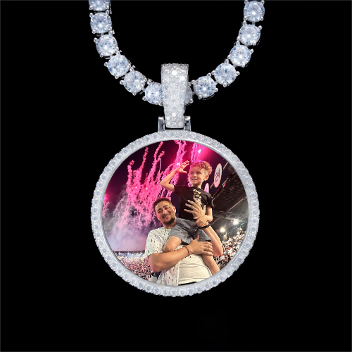 925S & VVS Moissanite 3D Circle Custom Picture Pendant