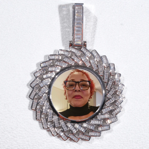 Large 3D Baguette Custom Picture Pendant