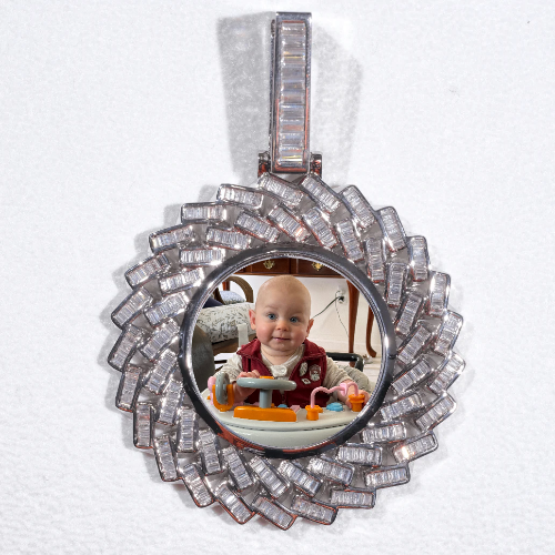 Large 3D Baguette Custom Picture Pendant