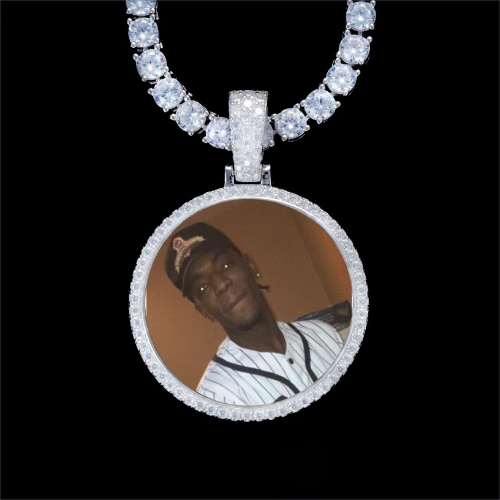 925S & VVS Moissanite 3D Circle Custom Picture Pendant