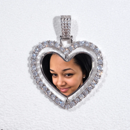 3D Spinning 2-Faced Heart Custom Picture Pendant