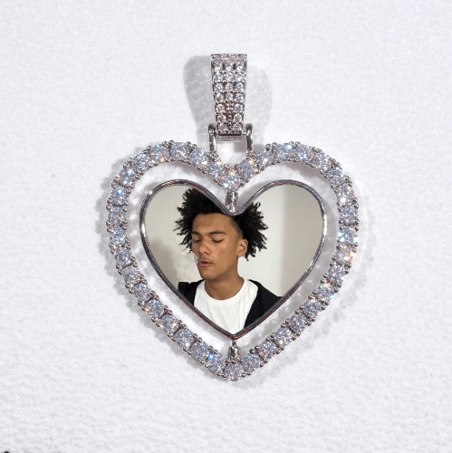 3D Spinning 2-Faced Heart Custom Picture Pendant