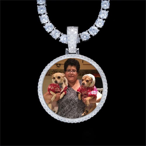 925S & VVS Moissanite 3D Circle Custom Picture Pendant
