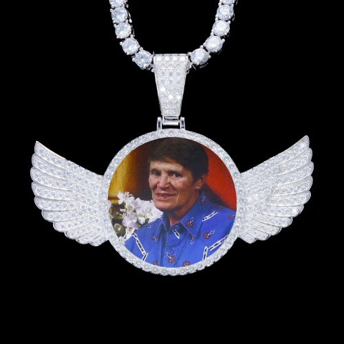 925S & VVS Moissanite 3D Wing Custom Picture Pendant