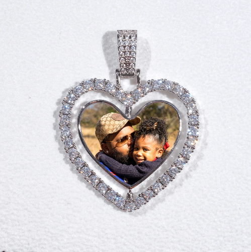 3D Spinning 2-Faced Heart Custom Picture Pendant