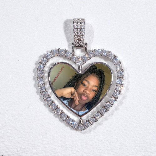 3D Spinning 2-Faced Heart Custom Picture Pendant