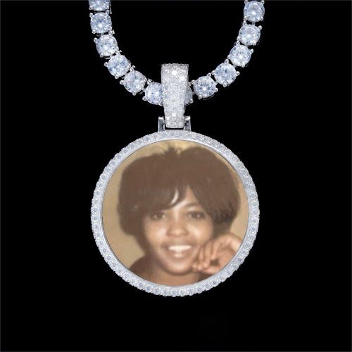 925S & VVS Moissanite 3D Circle Custom Picture Pendant