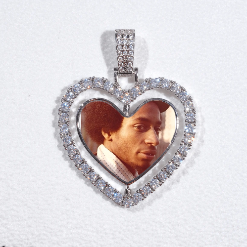 3D Spinning 2-Faced Heart Custom Picture Pendant