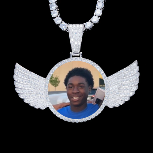 925S & VVS Moissanite 3D Wing Custom Picture Pendant